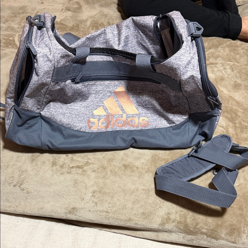adidas Gray Duffel Bag with Rose Gold Logo